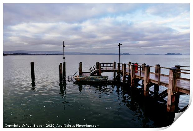 Pier in Poole Harbour Print by Paul Brewer