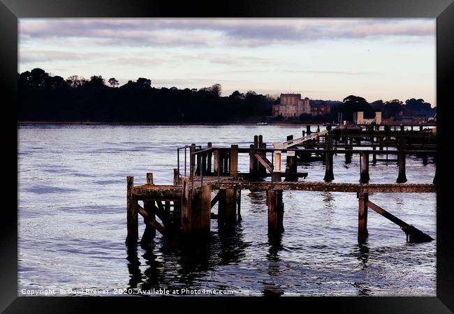 Pier in Poole Harbour  Framed Print by Paul Brewer