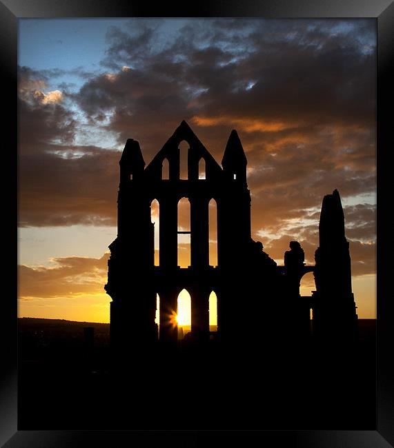 Whitby Abbey at dusk Framed Print by David Purton