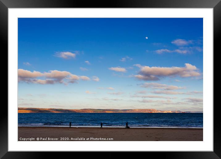 Weymouth Beach in Winter Framed Mounted Print by Paul Brewer