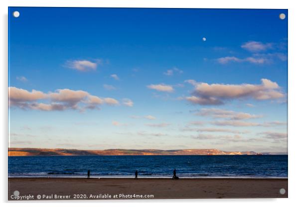 Weymouth Beach in Winter Acrylic by Paul Brewer