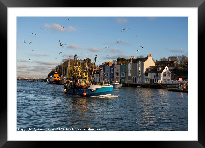Trawler Fishing Boat in Weymouth Harbour Framed Mounted Print by Paul Brewer