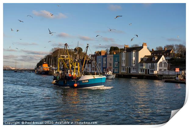 Trawler Fishing Boat in Weymouth Harbour Print by Paul Brewer