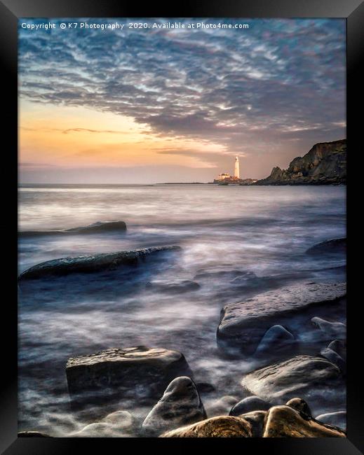 St Marys Lighthouse from Old Hartley  Framed Print by K7 Photography