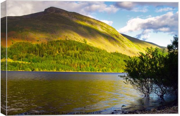 Thirlmere and Brown Crag Canvas Print by Steven Watson