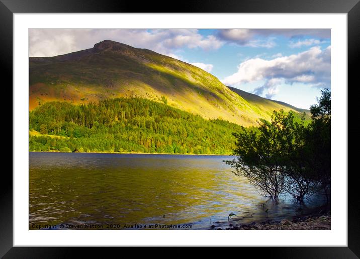 Thirlmere and Brown Crag Framed Mounted Print by Steven Watson