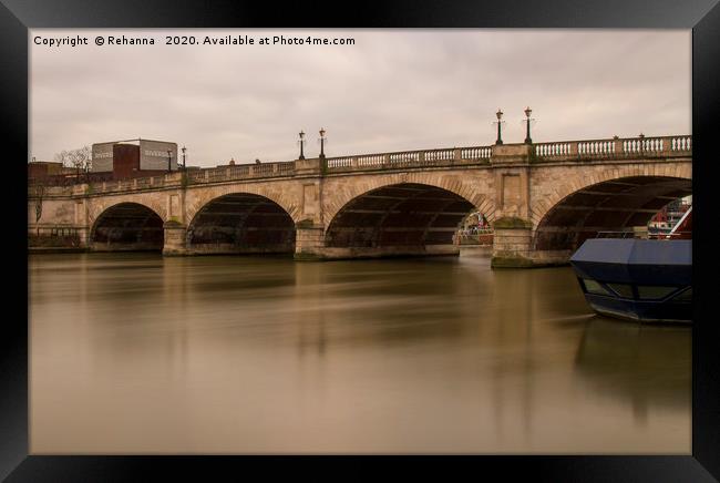 Kingston Bridge with peaceful Thames Framed Print by Rehanna Neky