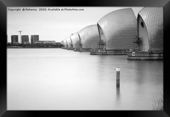 Thames Barrier in black and white Framed Print by Rehanna Neky