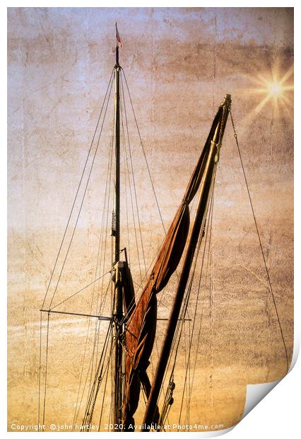 Sails Furled, waiting for the Breeze Print by john hartley
