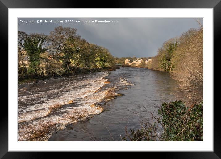 River Tees at Barnard Castle in dramatic light Framed Mounted Print by Richard Laidler