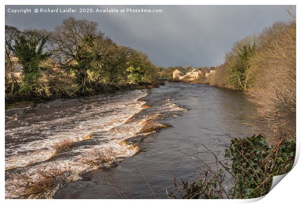 River Tees at Barnard Castle in dramatic light Print by Richard Laidler