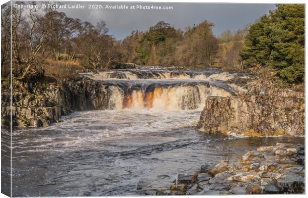 Winter Sun, Low Force Waterfall, Teesdale Canvas Print by Richard Laidler