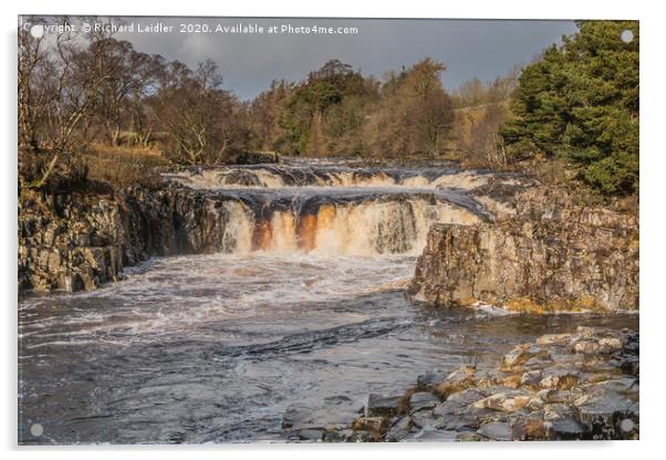 Winter Sun, Low Force Waterfall, Teesdale Acrylic by Richard Laidler