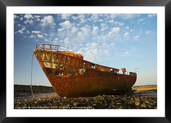Rusty Wreck, Roa Island Framed Mounted Print by John Robertson