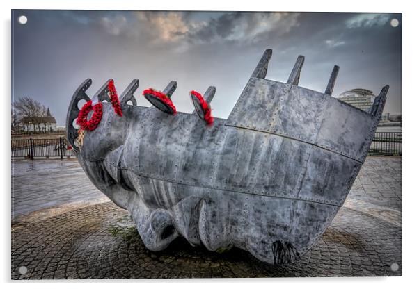 Cardiff Bay Storm Acrylic by Richard Downs