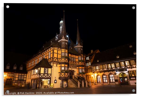 Wernigerode Rathaus bei Nacht Acrylic by Rob Hawkins