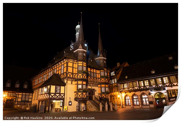 Wernigerode Rathaus bei Nacht Print by Rob Hawkins