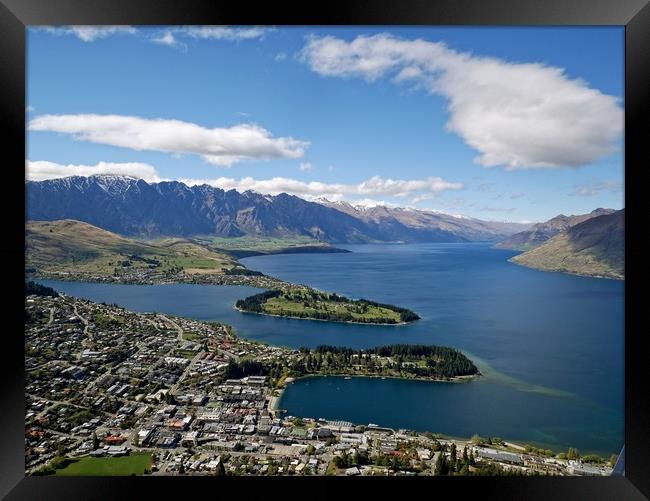 Queenstown on lake Wakatipu, New Zealand Framed Print by Martin Smith