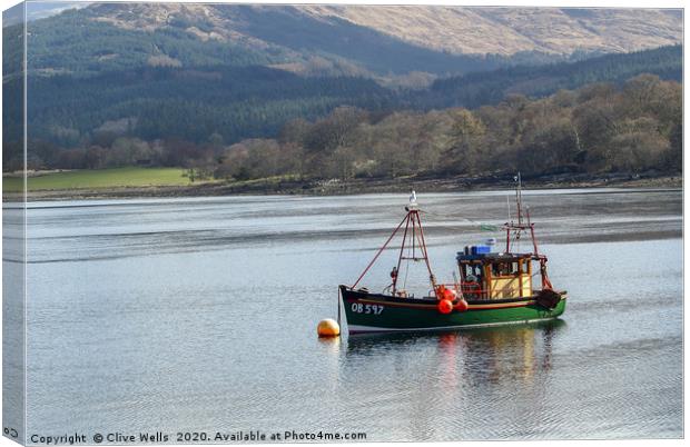 Fishing boat on Loch somewhere in Scotland Canvas Print by Clive Wells