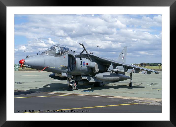 BAe Harrier seen at RAF Marham in Norfolk Framed Mounted Print by Clive Wells