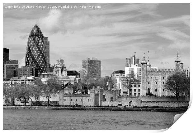Traitors Gate Tower of London in Monochrome Print by Diana Mower