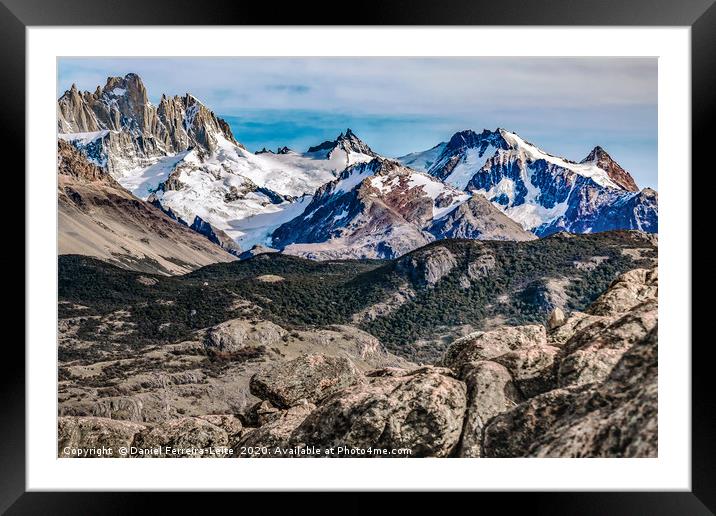 Fitz Roy and Poincenot Mountains, Patagonia - Arge Framed Mounted Print by Daniel Ferreira-Leite