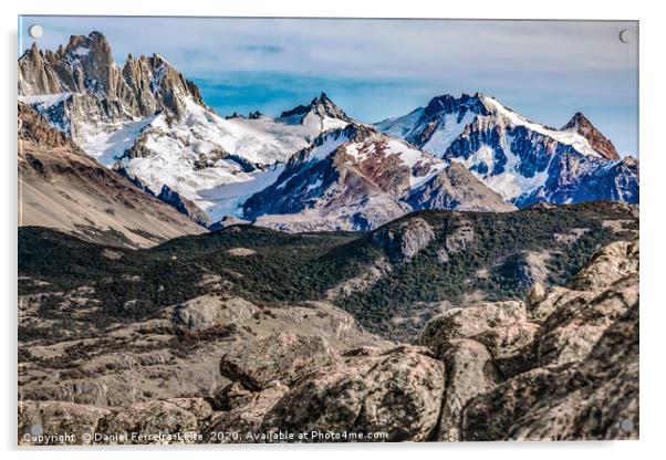 Fitz Roy and Poincenot Mountains, Patagonia - Arge Acrylic by Daniel Ferreira-Leite