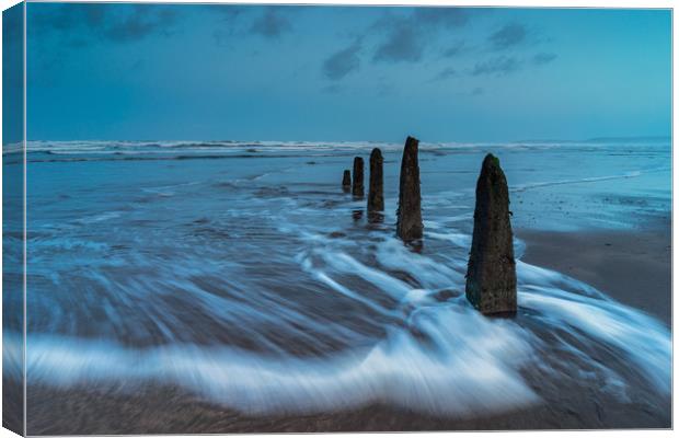 Rushing waves on the shoreline Canvas Print by Tony Twyman