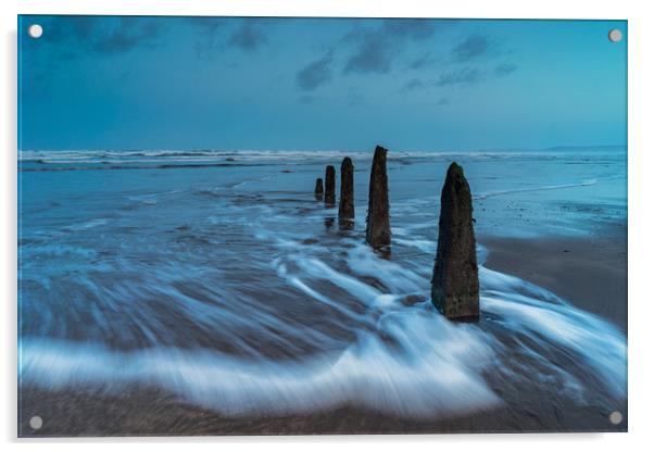 Rushing waves on the shoreline Acrylic by Tony Twyman