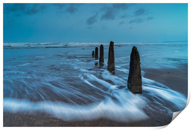 Rushing waves on the shoreline Print by Tony Twyman