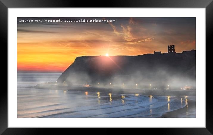 Sunrise over Scarborough Castle Framed Mounted Print by K7 Photography
