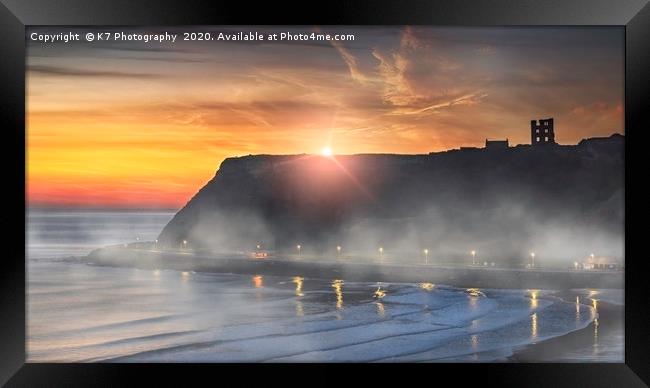Sunrise over Scarborough Castle Framed Print by K7 Photography