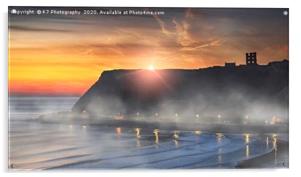Sunrise over Scarborough Castle Acrylic by K7 Photography