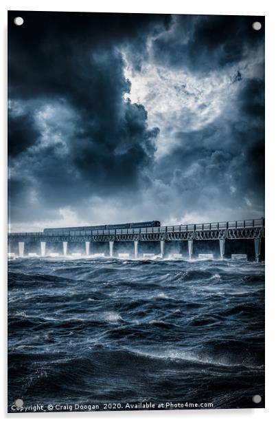Dundee Tay Rail Bridge Storm Acrylic by Craig Doogan