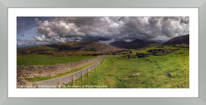Lone Sheep on the Ancient Pass - Panorama Framed Mounted Print by Catchavista 