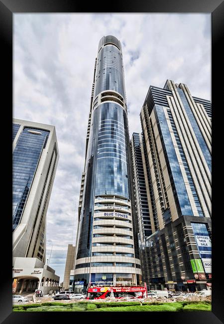 Dubai Blue Tower Framed Print by Valerie Paterson