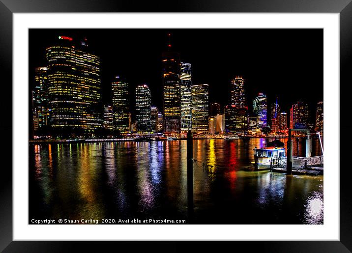 Brisbane City Lights Framed Mounted Print by Shaun Carling