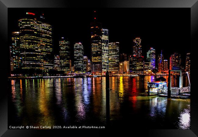 Brisbane City Lights Framed Print by Shaun Carling