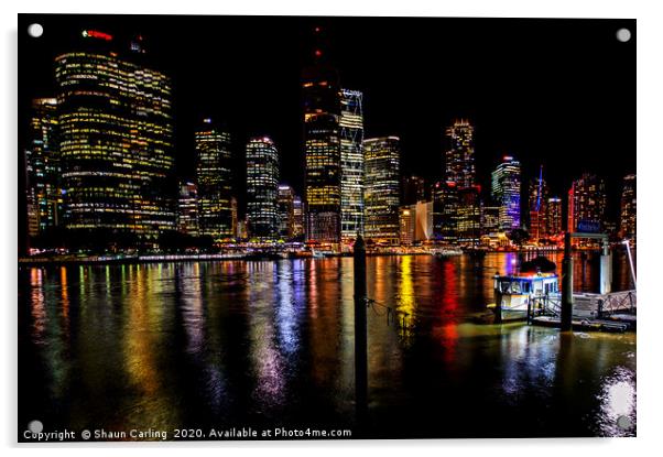 Brisbane City Lights Acrylic by Shaun Carling