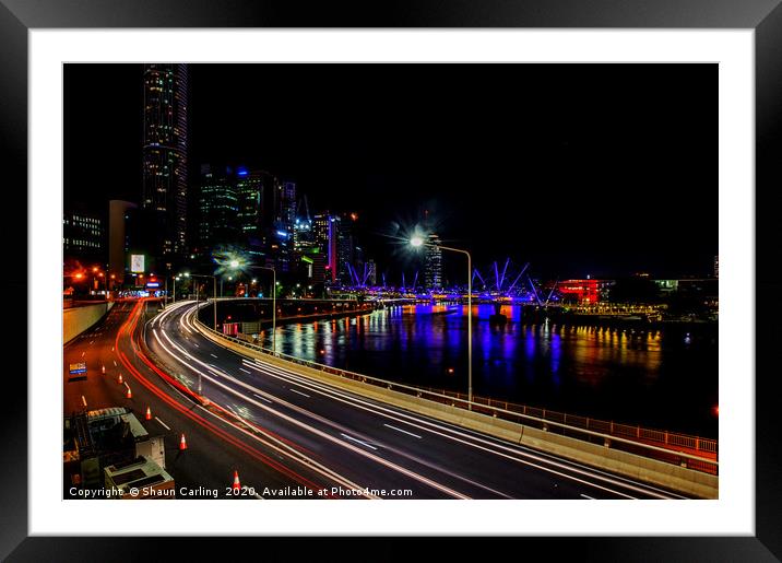 Brisbane City Expressway Framed Mounted Print by Shaun Carling