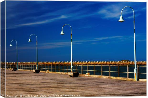 Lamps on the Jetty, Coffs Harbour, Australia Canvas Print by Sheila Smart