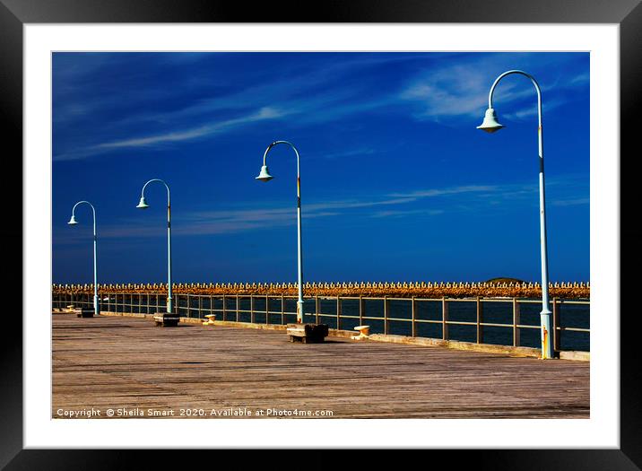Lamps on the Jetty, Coffs Harbour, Australia Framed Mounted Print by Sheila Smart