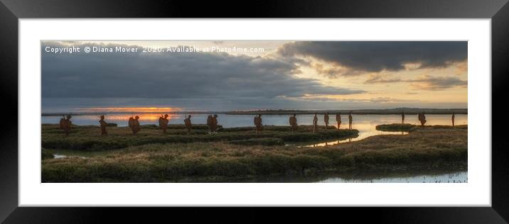 Mersea Island Silhouettes Panoramic Framed Mounted Print by Diana Mower