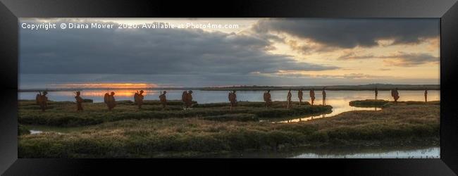 Mersea Island Silhouettes Panoramic Framed Print by Diana Mower