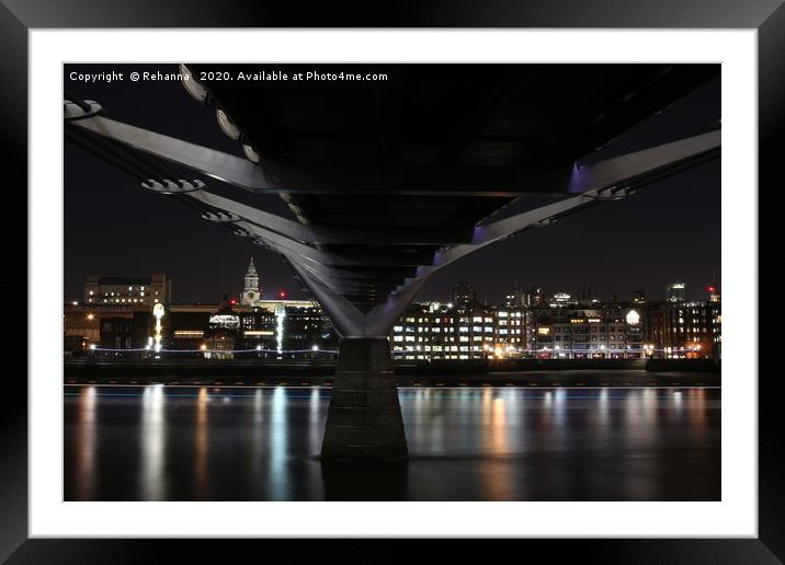 Night under the Millennium Bridge, London Framed Mounted Print by Rehanna Neky