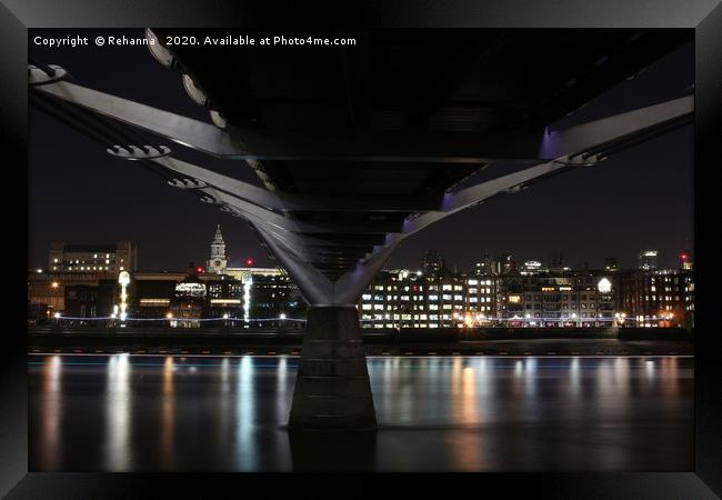 Night under the Millennium Bridge, London Framed Print by Rehanna Neky