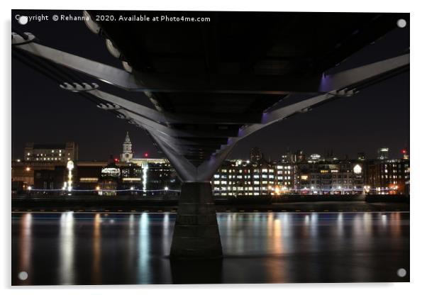 Night under the Millennium Bridge, London Acrylic by Rehanna Neky