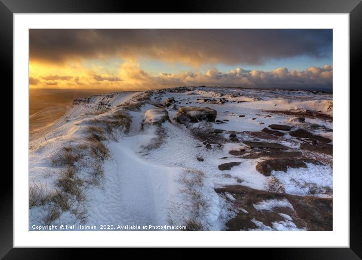 Craig Gwaun Taf Sunrise, Brecon Beacons Framed Mounted Print by Neil Holman