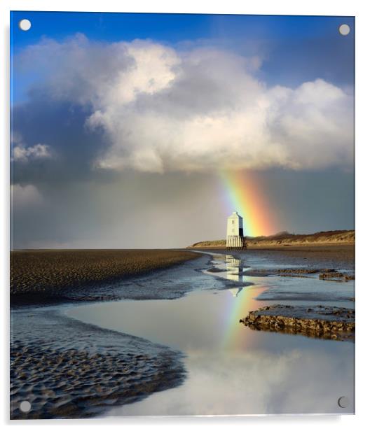 Low Lighthouse Rainbow Acrylic by David Neighbour