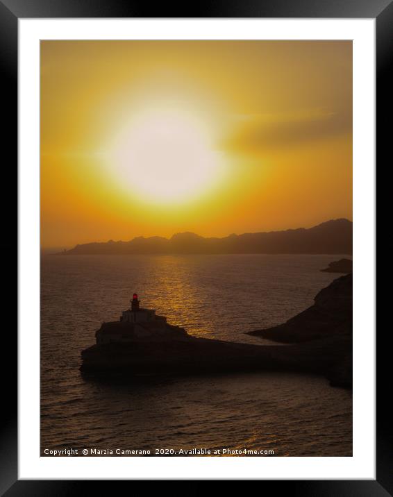 Sunset over Bonifacio, Corsica Island, France Framed Mounted Print by Marzia Camerano